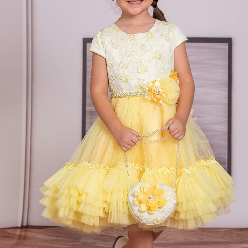 KIZ ÇOCUK KABARIK ETEK ELBİSE