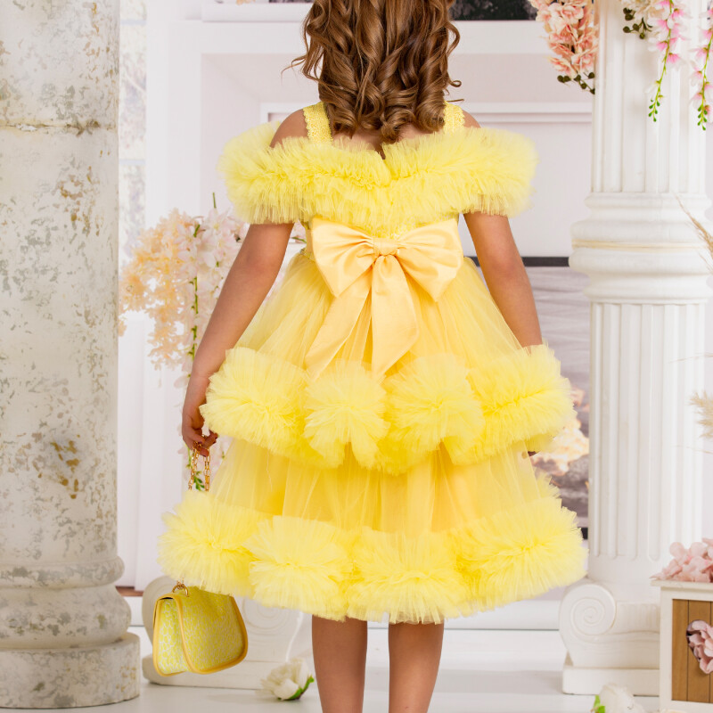 KABARIK TÜLLÜ KIZ ÇOCUK ELBİSE