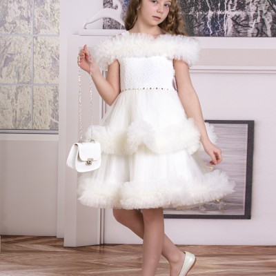 KABARIK TÜLLÜ KIZ ÇOCUK ELBİSE