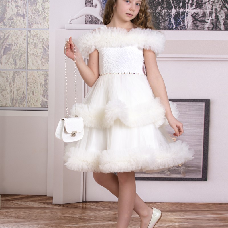 KABARIK TÜLLÜ KIZ ÇOCUK ELBİSE