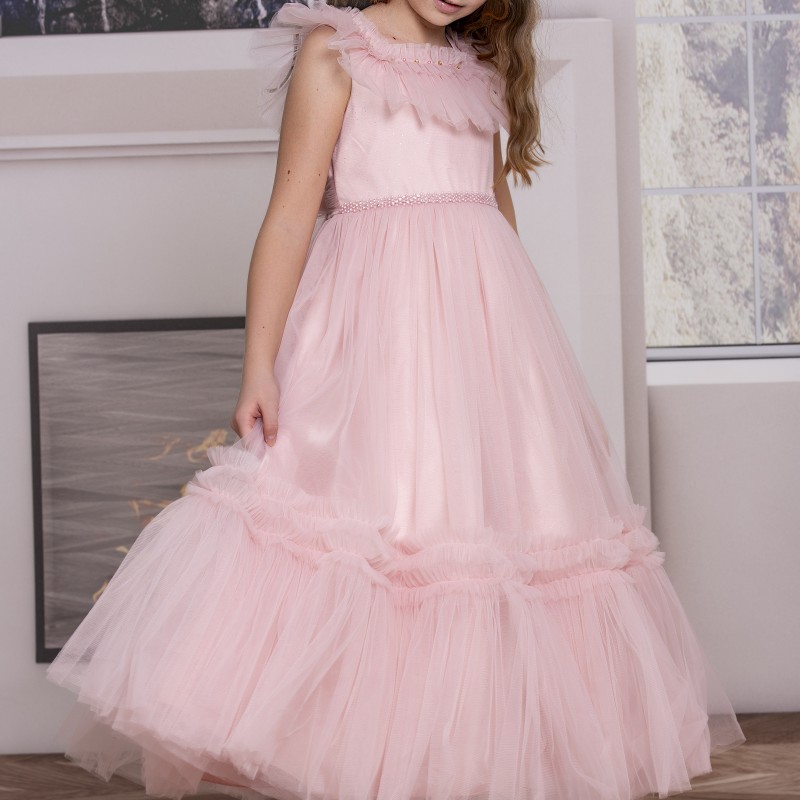 KIZ ÇOCUK UZUN TÜLLÜ ELBİSE